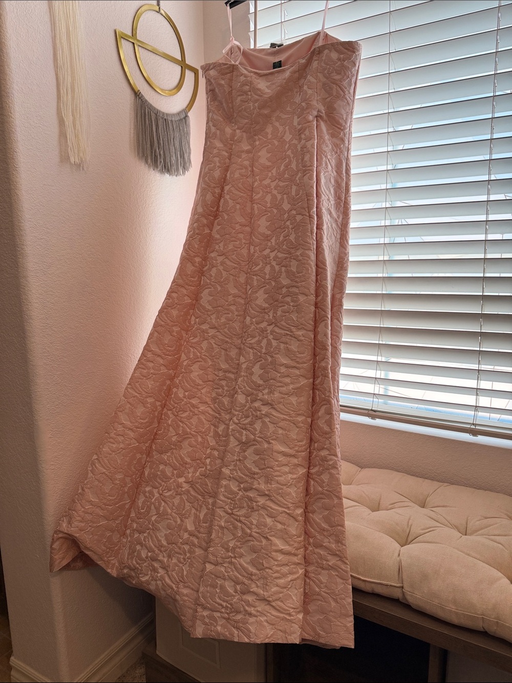 Lauren Ralph Lauren Blush Pink Textured Strapless Evening Gown size 12 NWT $200 - Picture 4 of 6